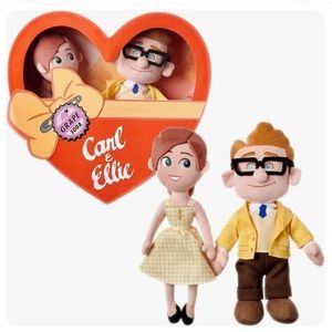 Disney Parks Pixar Up Carl & Ellie Heart Valentine’s Day Plush Set